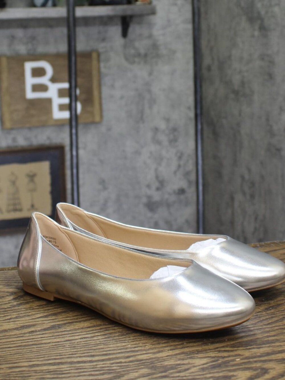 Journee Collection Insole Slip-On Round Toe Ballet Dress Flats Silver Gray 7.5W